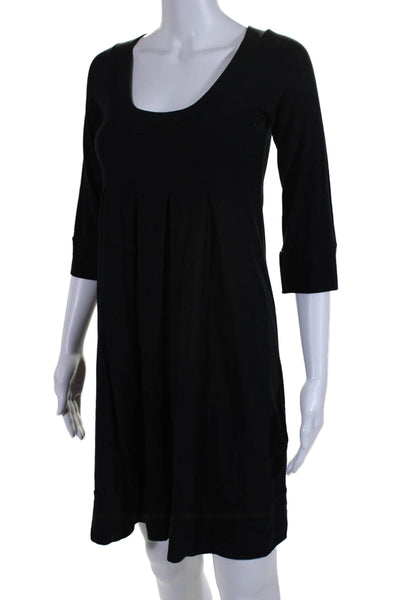 Splendid Womens Long Sleeves Pleated Shirt Dress Black Cotton Size Extra Small