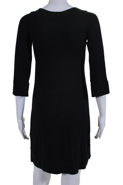 Splendid Womens Long Sleeves Pleated Shirt Dress Black Cotton Size Extra Small