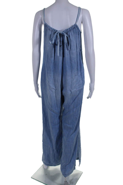 Bella Dahl Womens Chambray Sleeveless Wide Leg Jumpsuit Blue Size Small