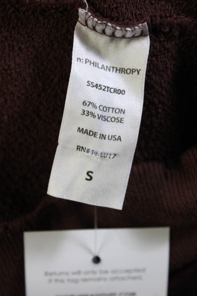 Philanthropy Womens Long Sleeves Turtleneck Sweater Brown Cotton Size Small