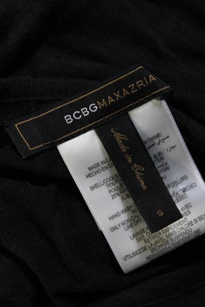 BCBG Max Azria Womens Sequined Detail Short Sleeves Tee Shirt Black Size Small