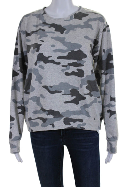 Sundry Womens Camouflage Print Long Sleeves Sweater Gray Cotton Blend Size 0