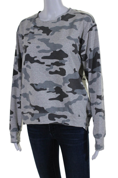 Sundry Womens Camouflage Print Long Sleeves Sweater Gray Cotton Blend Size 0