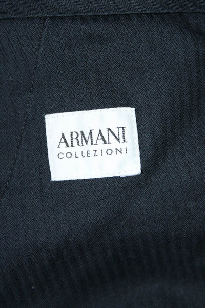 Armani Collezioni Mens Black Wool Pleated Straight Leg Dress Pants Size 40R