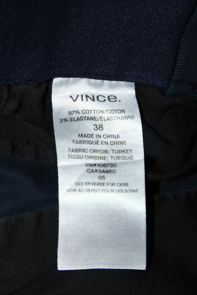 Vince Mens Navy Blue Cotton Flat Front Straight Leg Pants Size 38