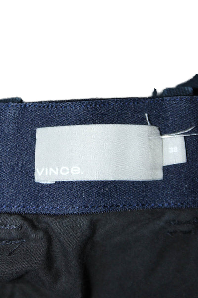 Vince Mens Navy Blue Cotton Flat Front Straight Leg Pants Size 38