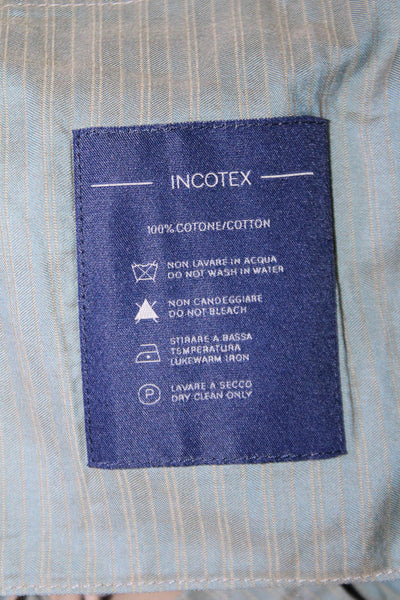 Incotex Mens Cotton Khaki Pleated Straight Leg Pants Size 40