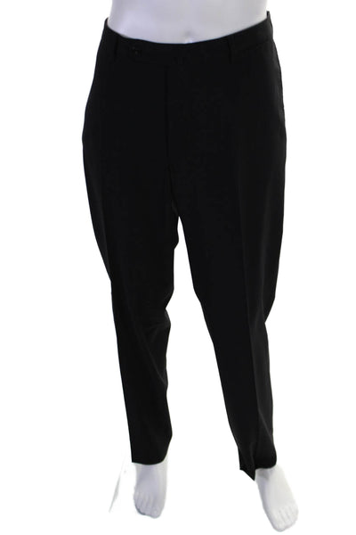 Incotex Mens Black Wool Pleated High Comfort Straight Leg Dress Pants Size 40