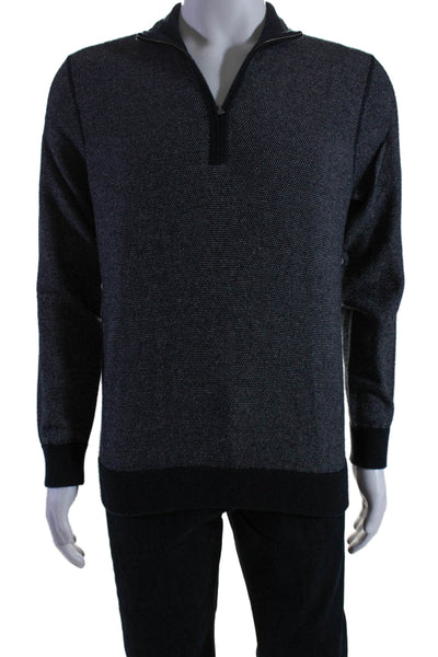 Vince Men's High Neck Long Sleeves Quarter Zip Pullover Sweater Black Size S