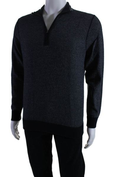 Vince Men's High Neck Long Sleeves Quarter Zip Pullover Sweater Black Size S