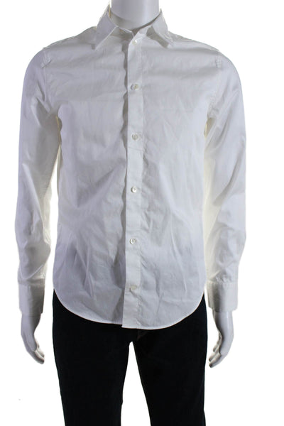 COS Men's Collared Long Sleeves Button Down Casual Shirt White Size14