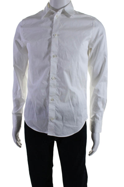 COS Men's Collared Long Sleeves Button Down Casual Shirt White Size14