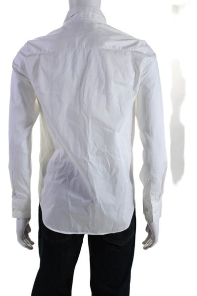 COS Men's Collared Long Sleeves Button Down Casual Shirt White Size14