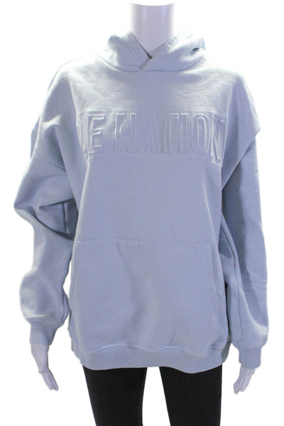 PE Nation Women's Hood Long Sleeves Pockets Sweatshirt Blue Size S