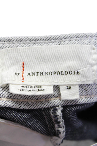 Anthropologie Womens Cotton Twill High Rise Cropped Cargo Trousers Blue Size 29