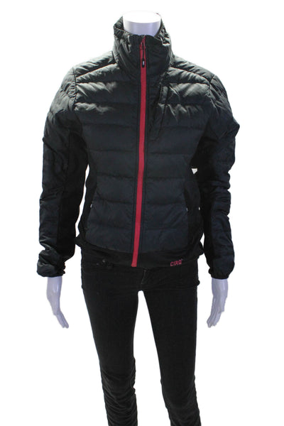 Cirq Womens Long Sleeve Two Pocket Full Zip Short Quilted Jacket Black Size S