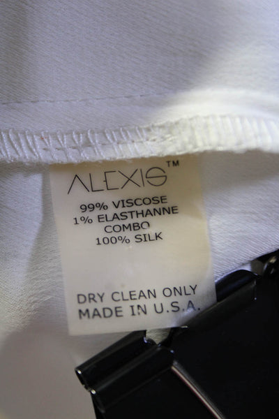 Alexis Womens Mesh Shoulder Flounce Short Sleeve Blouse Top White Size L