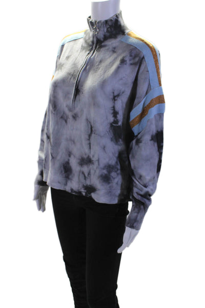 Central Park West Women's Long Sleeves Quarter Zip Tie Dye Sweater Size L