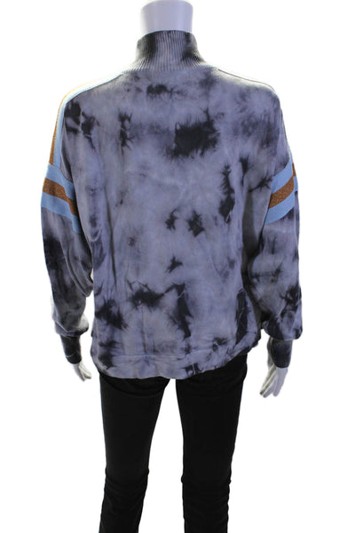 Central Park West Women's Long Sleeves Quarter Zip Tie Dye Sweater Size L