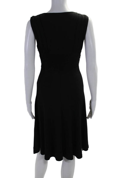 Blumarine Womens Crystal Detail Pleated V-Neck Sleeveless Dress Black Size 40