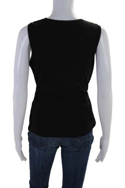 Nicole Miller Collection Womens Round Neck Pullover Tank Top Black Size M