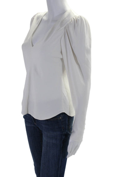 Frame Womens Silk White V-neck Puff Long Sleeve Layered Blouse Top Size XS