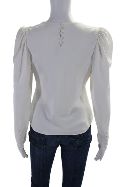 Frame Womens Silk White V-neck Puff Long Sleeve Layered Blouse Top Size XS