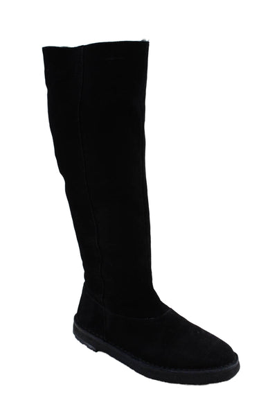 Vince Womens Black Suede Zip Flat Knee High Boots Shoes Size 6.5M