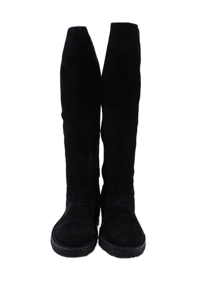 Vince Womens Black Suede Zip Flat Knee High Boots Shoes Size 6.5M