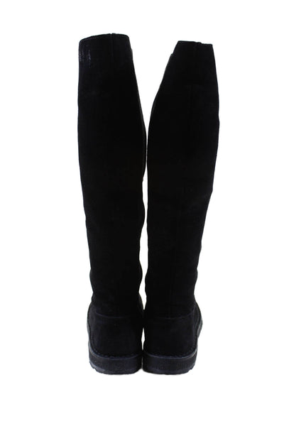 Vince Womens Black Suede Zip Flat Knee High Boots Shoes Size 6.5M