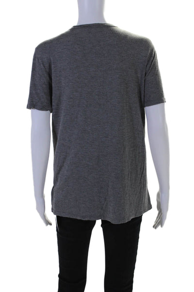 T Alexander Wang Womens Short Sleeves V Neck Pullover Tee Shirt Gray Size Small