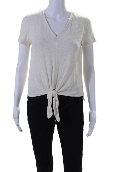 Madewell Texture & Thread Womens V Neck Short Sleeves Shirt White Size Small