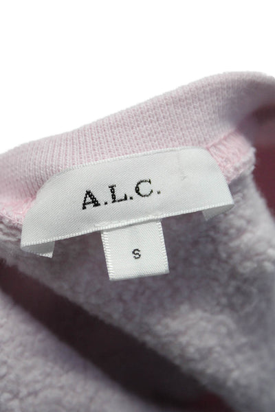 A.L.C. Womens Long Sleeves Crew Neck Pullover Sweatshirt Pink Cotton Size Small