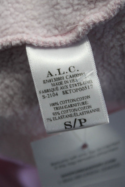 A.L.C. Womens Long Sleeves Crew Neck Pullover Sweatshirt Pink Cotton Size Small