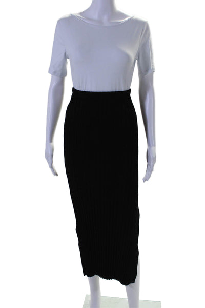 Stateside Womens Ribbed Side Slit Pull On Maxi Skirt Black Size Extra Small