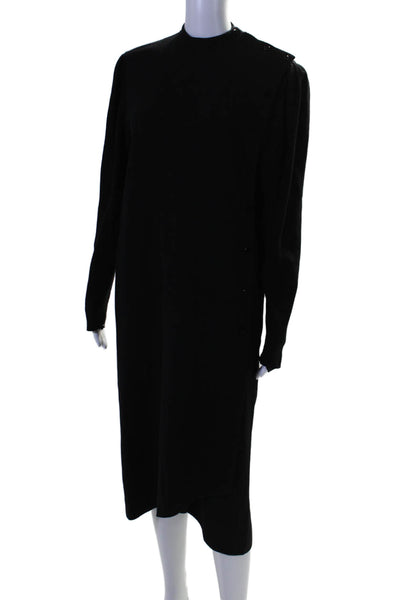 Guy Laroche Womens Long Sleeves Button Closure Dress Black Wool Size 10