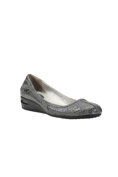 Cole Haan Womens Textured Round Toe Slip On Wedges Flats Gray Size 7.5B