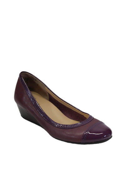 Cole Haan Womens Purple Cap Toe Wedge Heels Pumps Shoes Size 7.5B