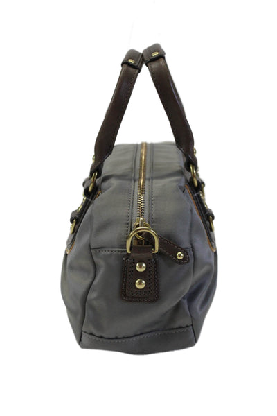 Coach Womens Satin Leather Trim Detachable Crossbody Top Handle Bag Gray Size S