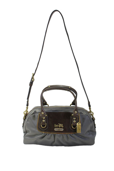 Coach Womens Satin Leather Trim Detachable Crossbody Top Handle Bag Gray Size S