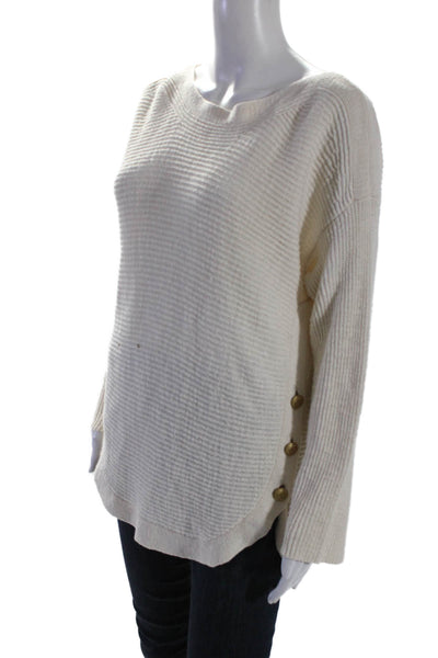 Gerard Darel Womens Cotton Long Sleeve Button Hem Pullover Sweater Beige Size 2