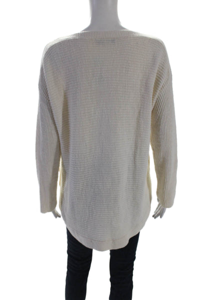 Gerard Darel Womens Cotton Long Sleeve Button Hem Pullover Sweater Beige Size 2