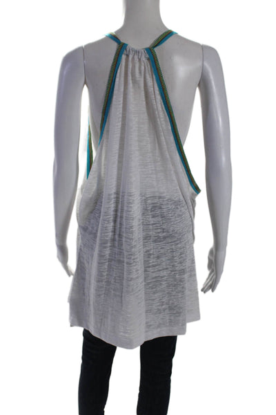 Pitusa Women's V-Neck Sleeveless Sheer Tunic Blouse White Size S