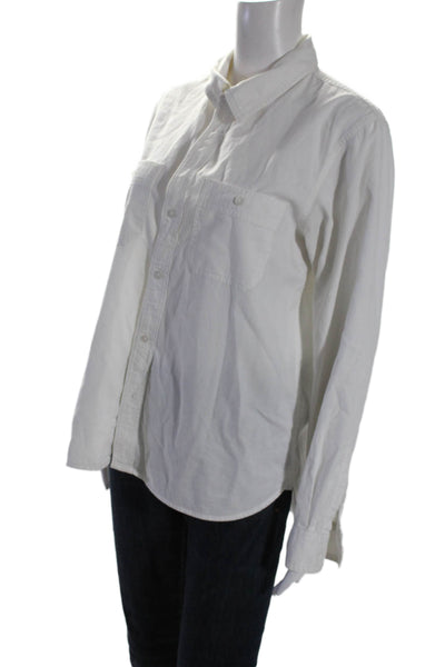 Madewell Womens Cotton Long Sleeve Collared Lined Button Blouse White Size L