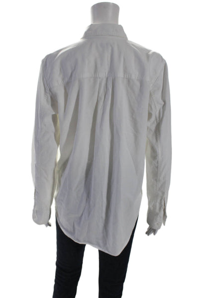 Madewell Womens Cotton Long Sleeve Collared Lined Button Blouse White Size L