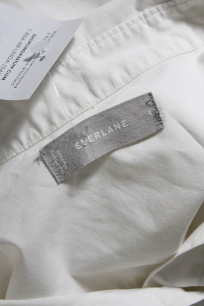 Everlane Womens Long Sleeve Texture Collar Button Basic Blouse White Size 4