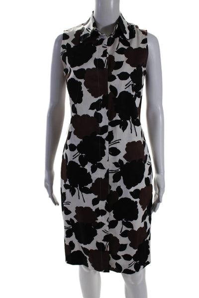 Noviello Bloom Womens Cotton Floral Print Colorblock Collared Dress Brown Size 4