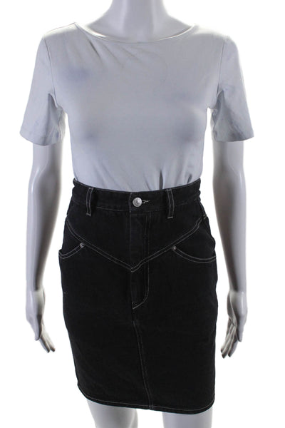 Isabel Marant Womens Cotton Denim 4 Pocket Button Close Mini Skirt Black Size 34