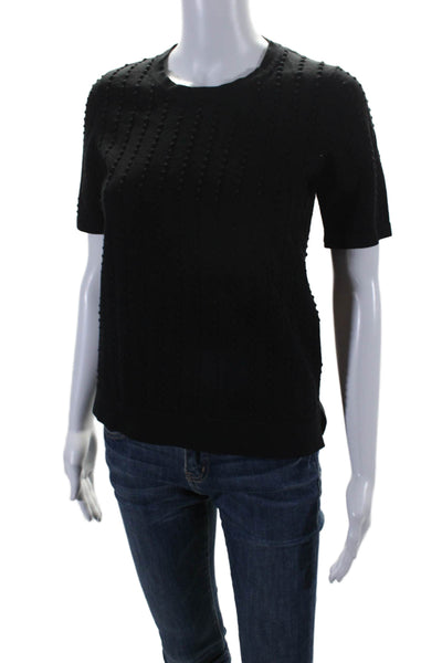 Catherine Catherine Malandrino Womens Stretch Short Sleeve Knit Top Black Size S