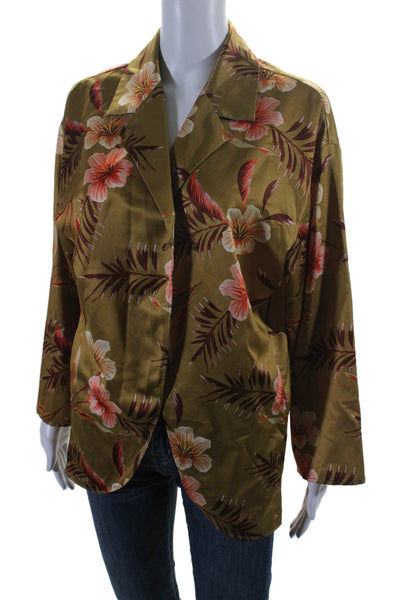 LPA Womens Floral Print Long Sleeves Blouse Brown Size Extra Extra Small